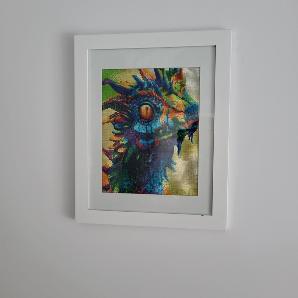 Colorful Dragon Art Print in White Frame